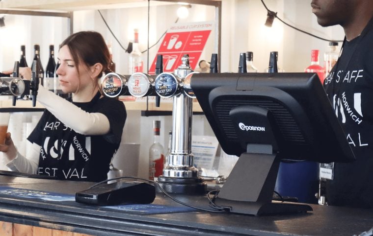 Bar staff serving at the Norfolk and Norwich Festival