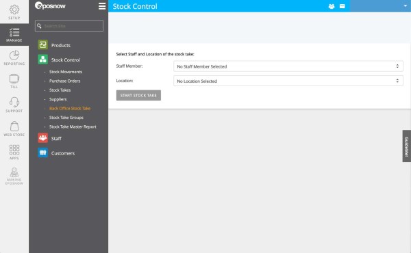Epos now start a stocktake screen how to stocktake